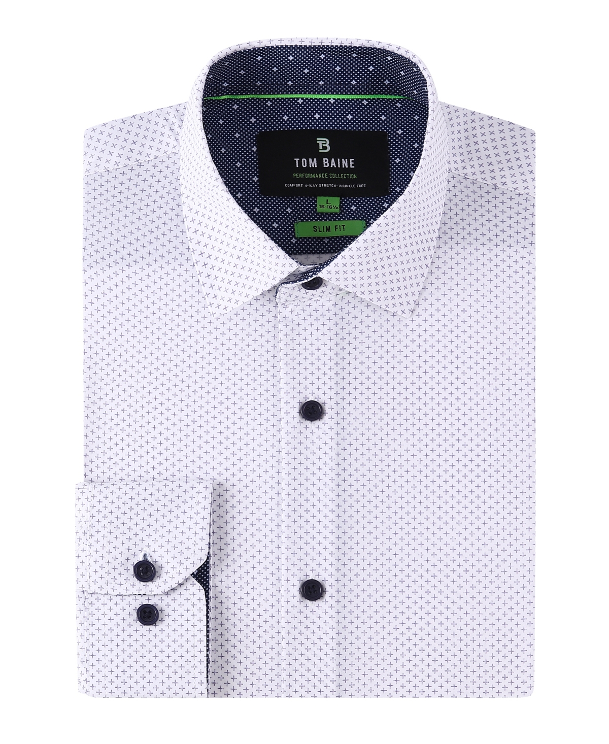 Tom Baine Men's Geometric Performance Stretch Button Down Dress Shirt In White Geo