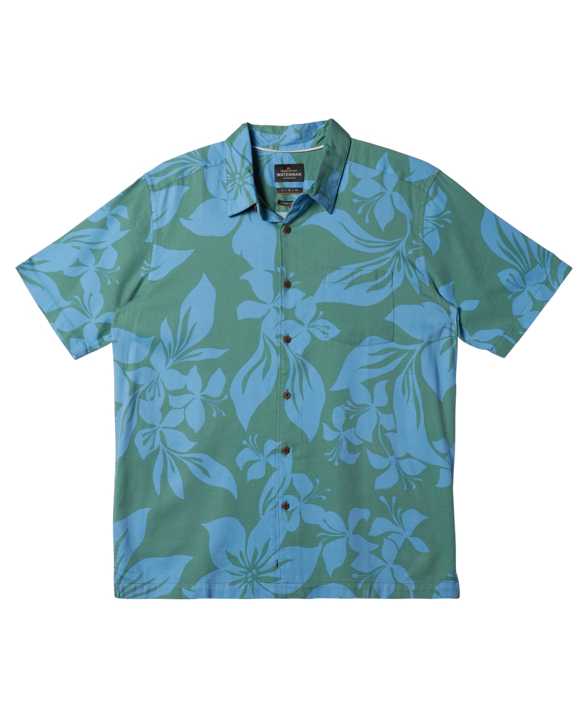Shop Quiksilver Waterman Men's Big Island Short Sleeve Shirt In Frosty Spruce