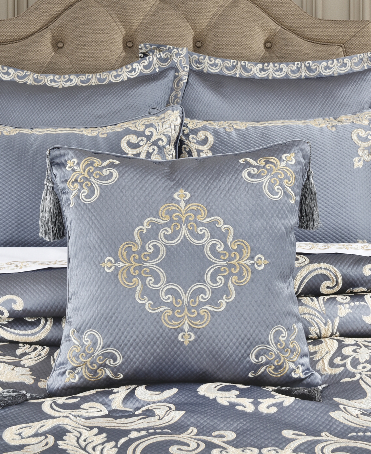 J Queen New York Dicaprio Embellished Decorative Pillow, 18" X 18" In Powder Blue