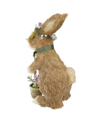 15" Sisal Rabbit with Basket Easter Figure