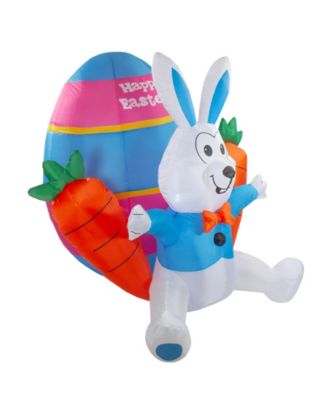 4' Inflatable Lighted Easter Rabbit with Carrots Outdoor Decoration