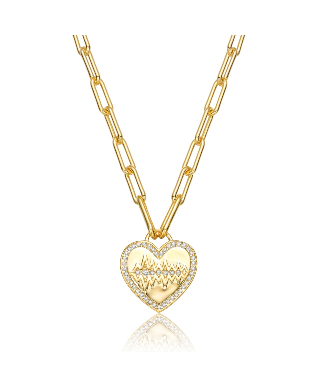 Chic Teens/Young Adults 14K Gold Plated Cubic Zirconia Heart Charm Necklace - Gold