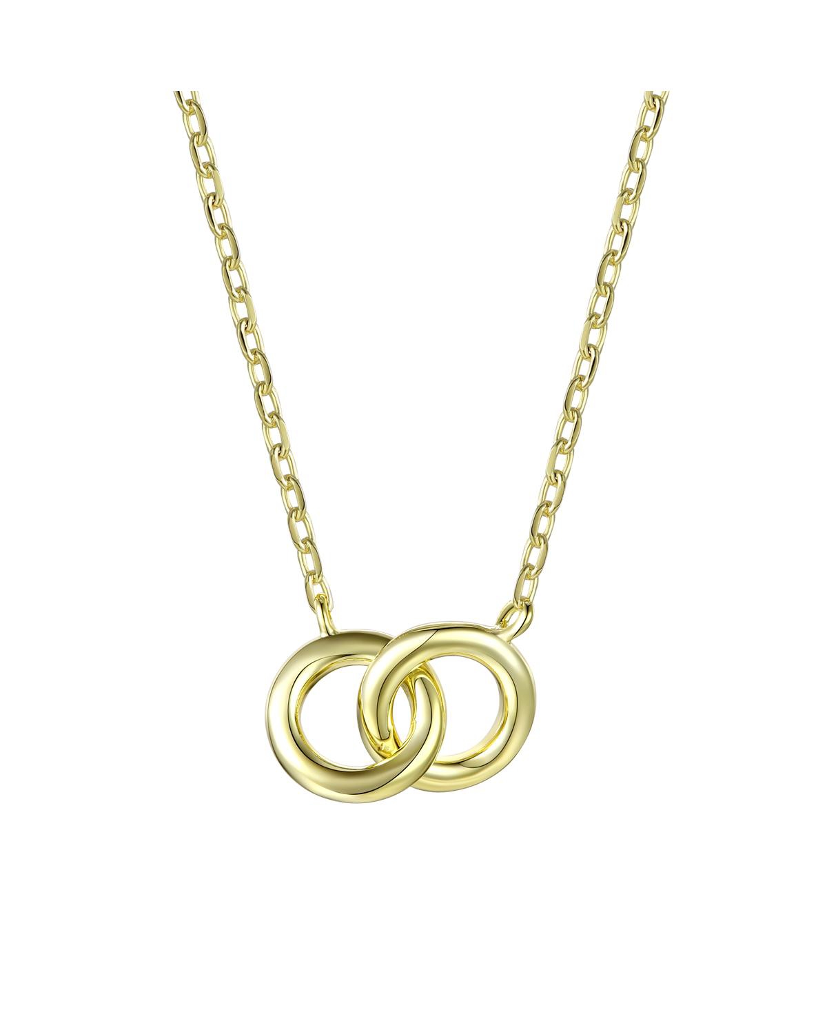 Teens/Young Adults 14K Gold Plated Cubic Zirconia Two overlapping Rings Necklace - Gold