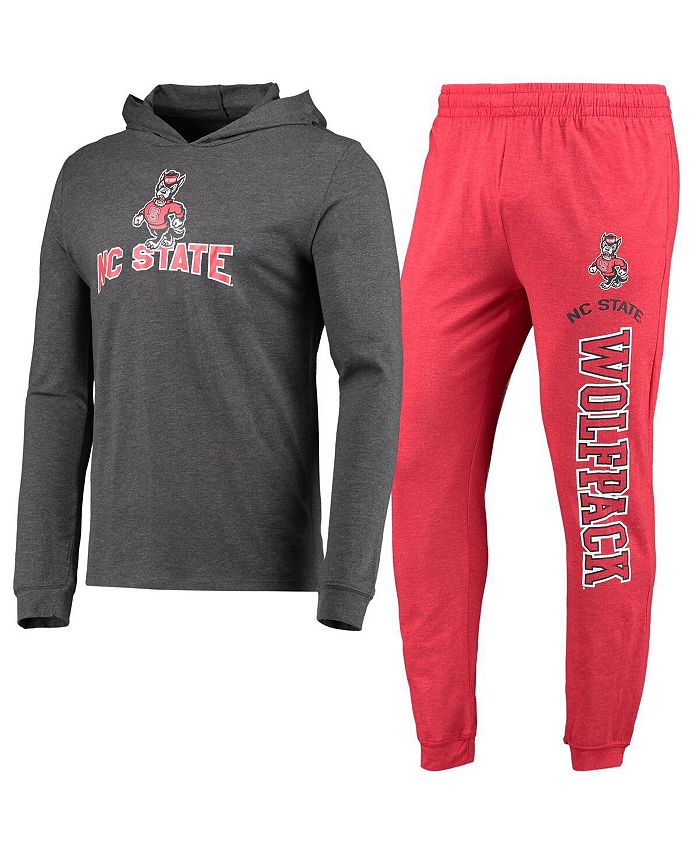 Concepts Sport Men's Red, Heather Charcoal NC State Wolfpack Meter Long Sleeve Hoodie Tshirt