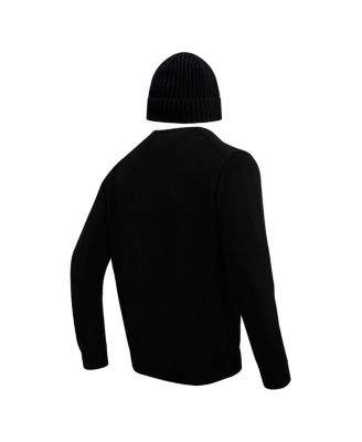 Men's Black Minnesota Vikings Crewneck Pullover Sweater and Cuffed Knit Hat Box Gift Set