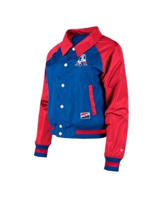 Women's Royal New England Patriots Coaches Raglan Full-Snap Jacket