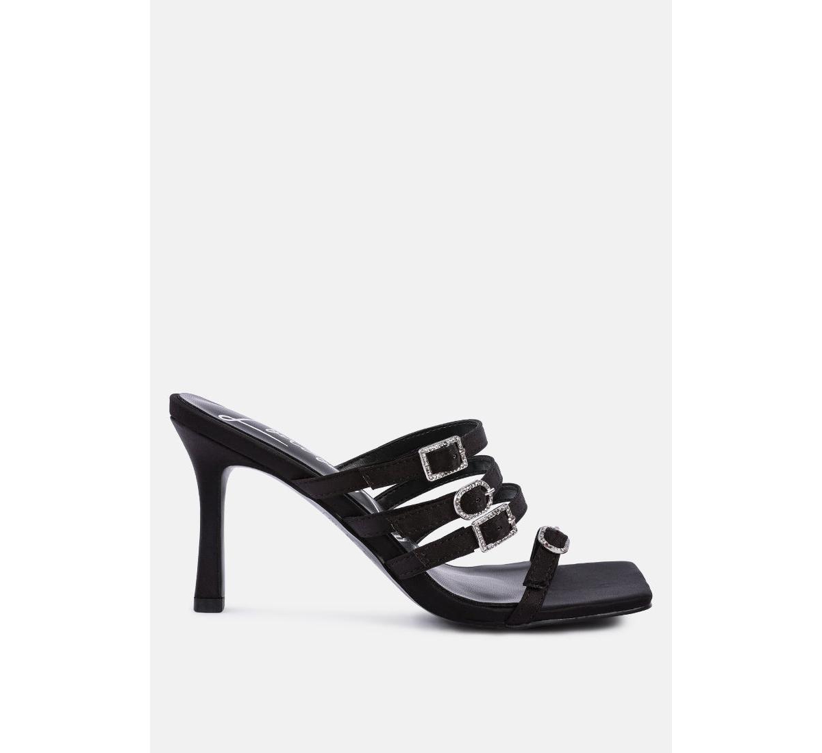 Womens Times Up Diamante Buckle Mid Heel Sandals - Nude