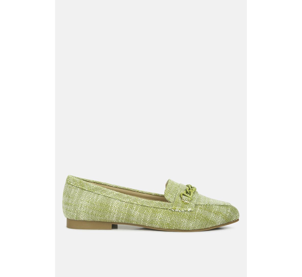 Abeera Chain Embellished Loafers - Off white