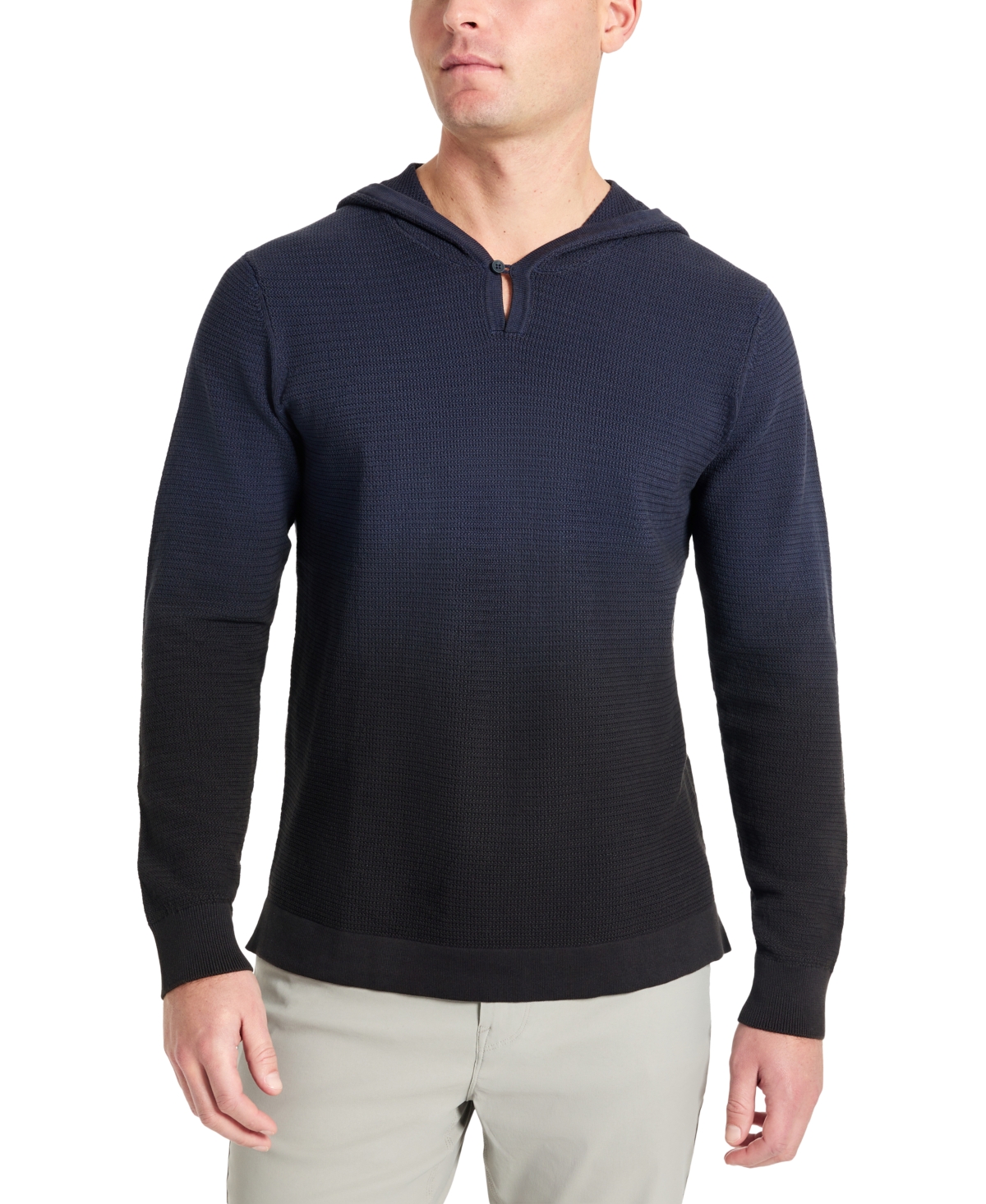 Men's 4-Way Stretch Die-Dyed Hooded Sweater - Navy/Black