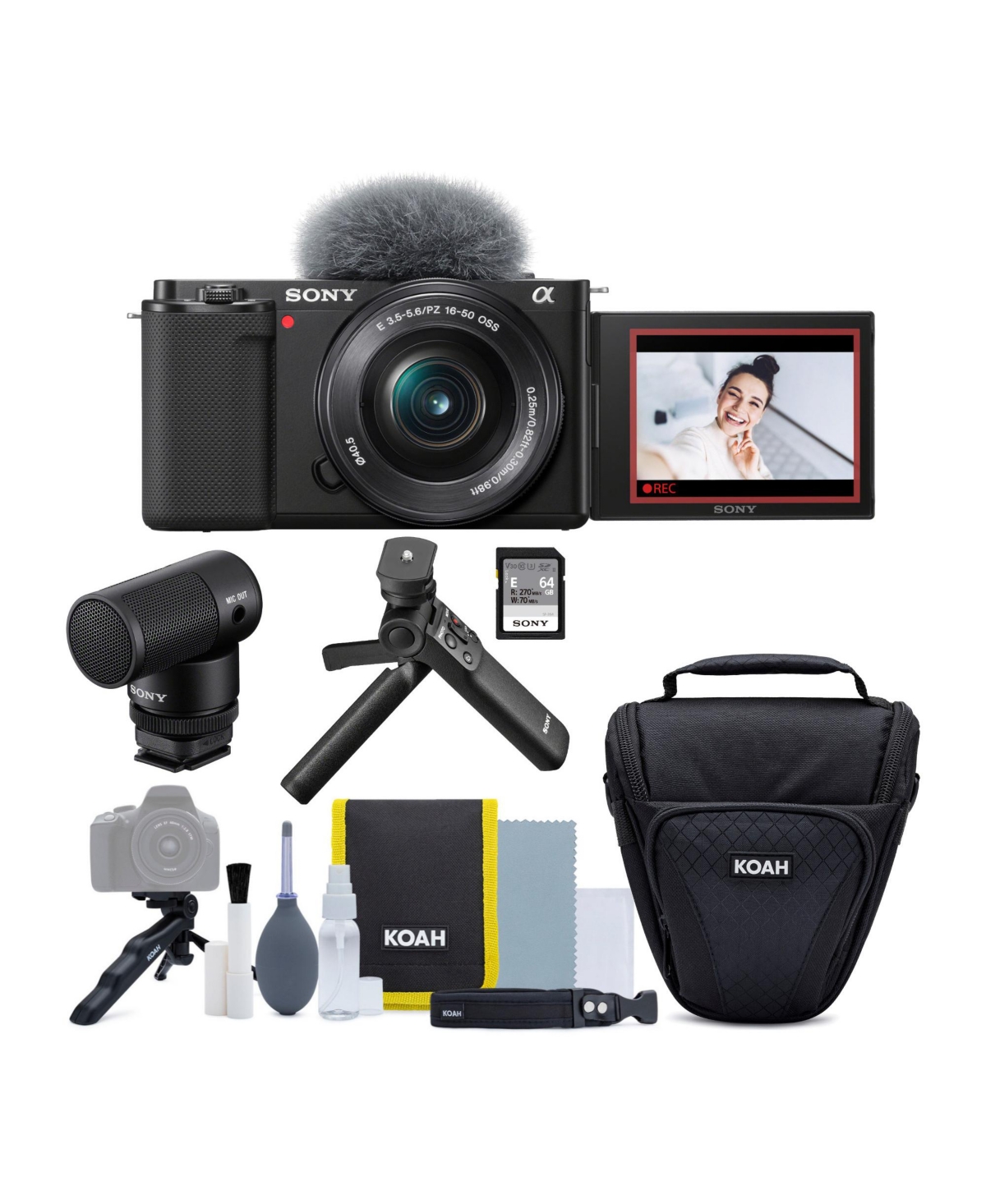 Sony Alpha Zv-E10 Aps-c with 16-50mm Lens Bundle with Creator Kit - Black
