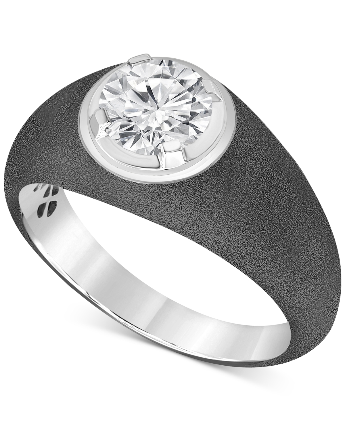 Macy's Men's Diamond Emerald-cut Solitaire Ring (1 Ct. T.w.) In 14k White Gold & Black Rhodium