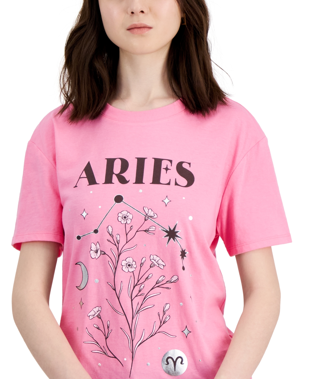 Shop Self Esteem Self-esteem Juniors' Aries Drop-shoulder Crewneck Tee In Agave Pink