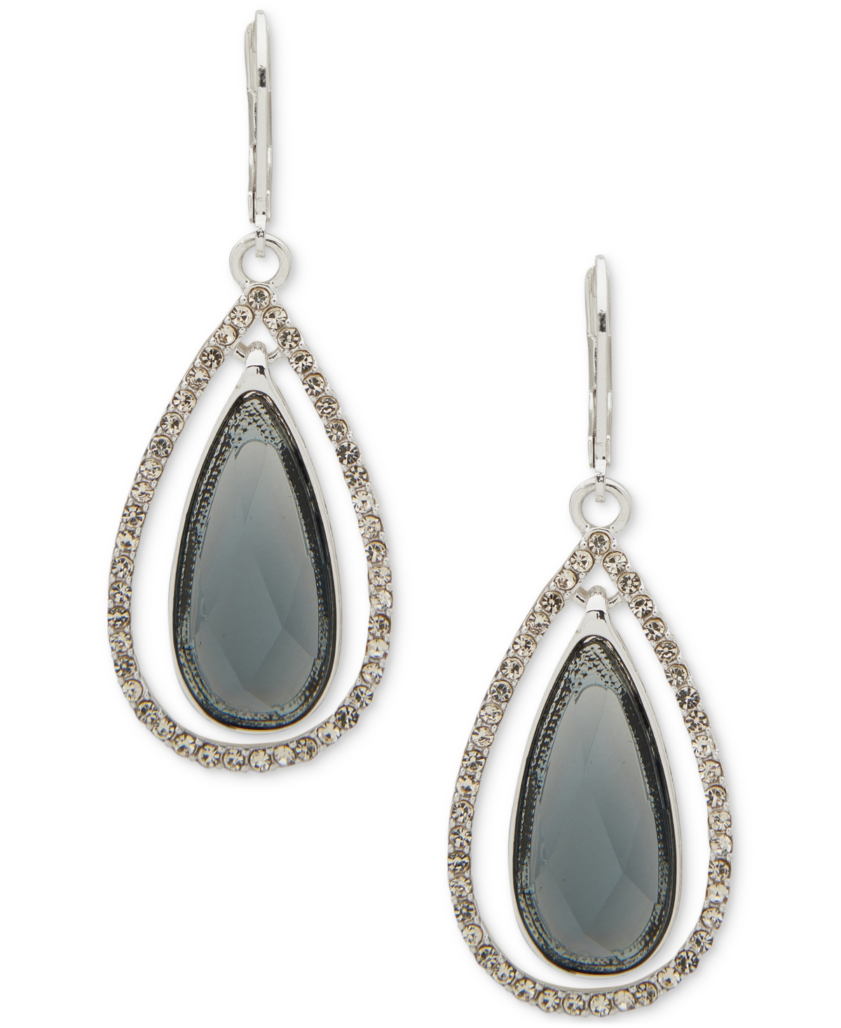 Shop Anne Klein Silver-tone Large Teardrop Crystal Orbital Drop Earrings In Multi