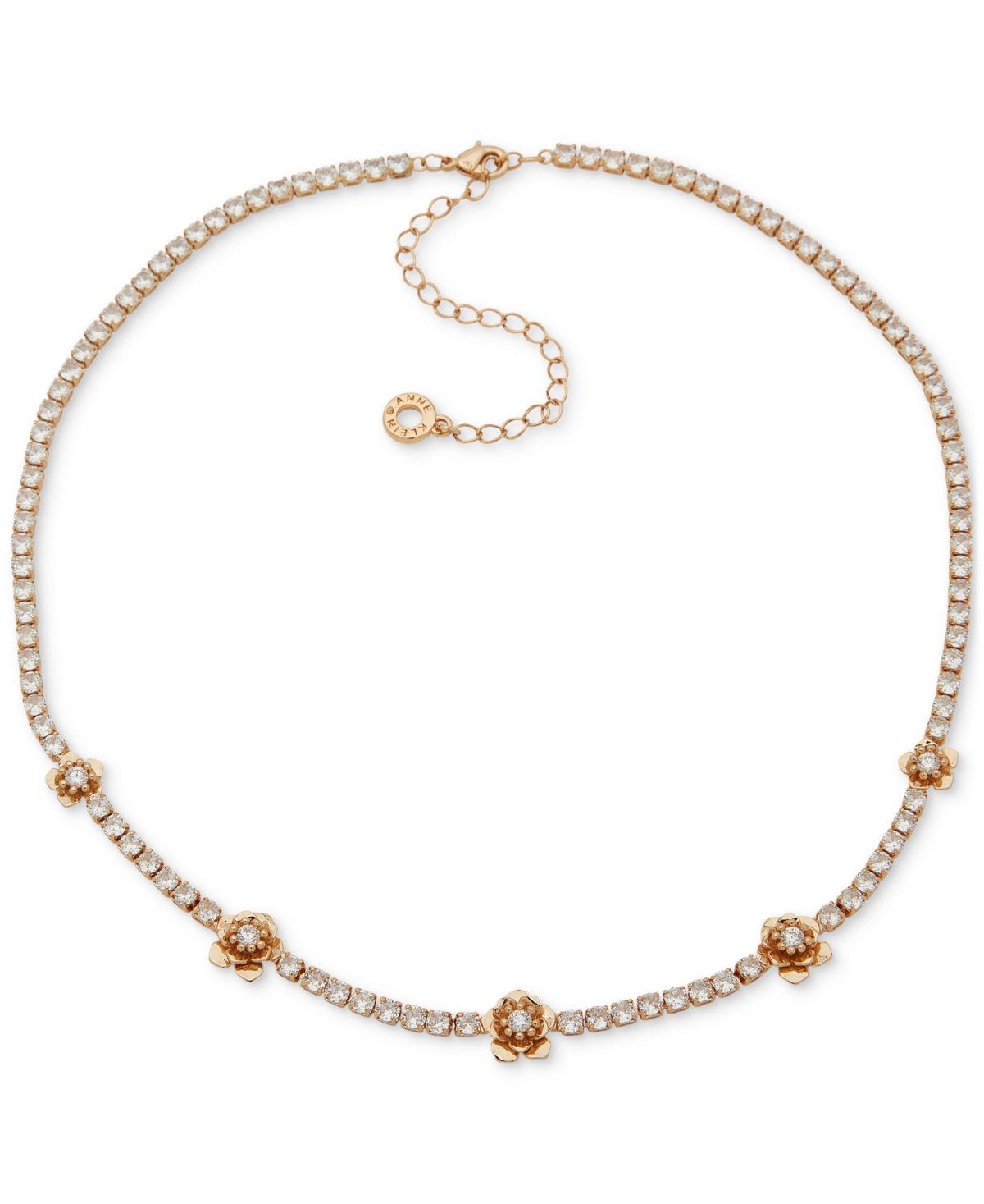 Gold-Tone Crystal Tennis Collar Necklace, 16" + 3" extender - Crystal