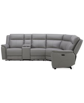 Addyson 117" 6-Pc. Leather Sectional with 3 Zero Gravity Recliners with Power Headrests & 1 Console, Created for Macy's