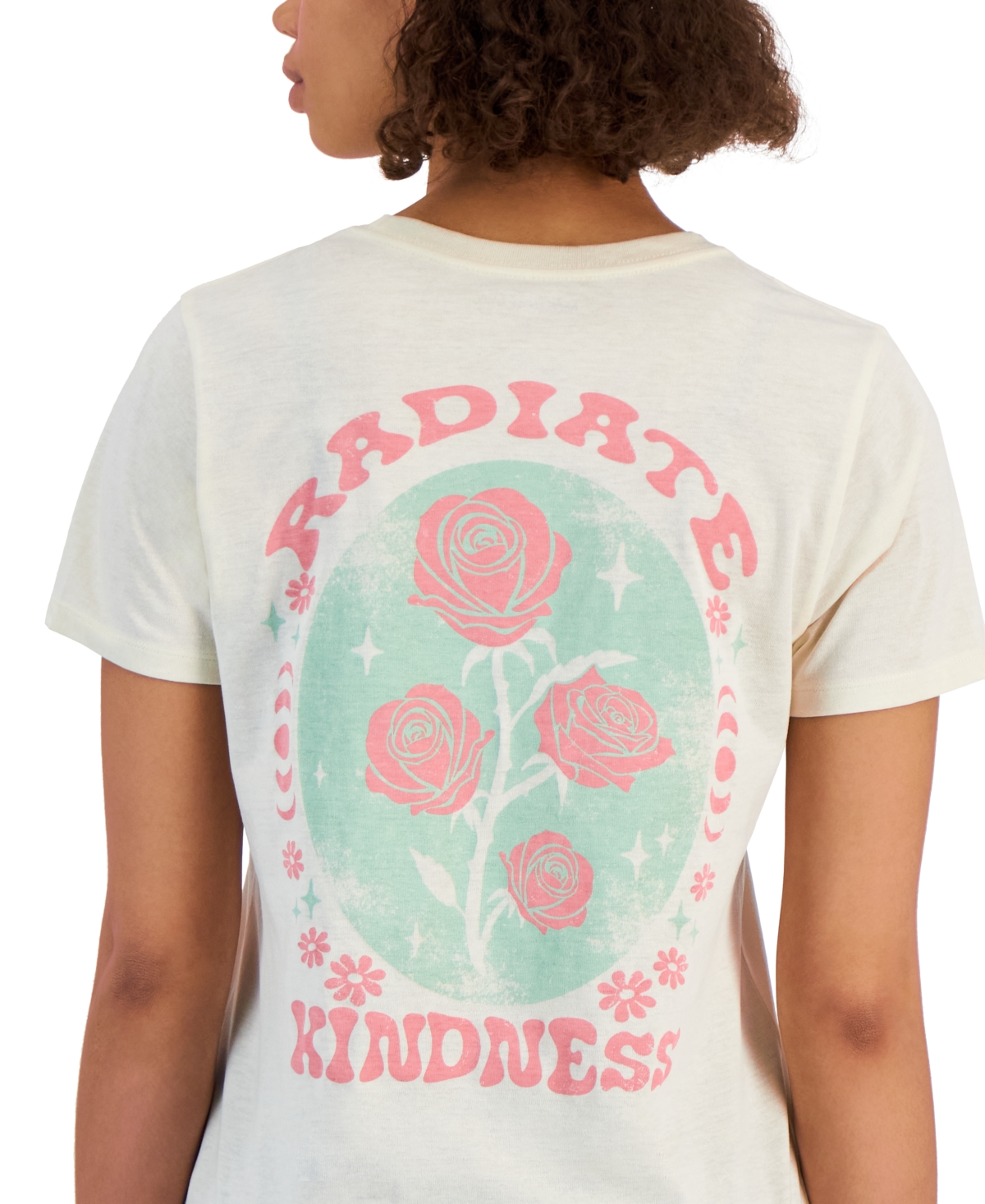 Shop Rebellious One Juniors' Radiate Kindness Rose Crewneck Tee In White