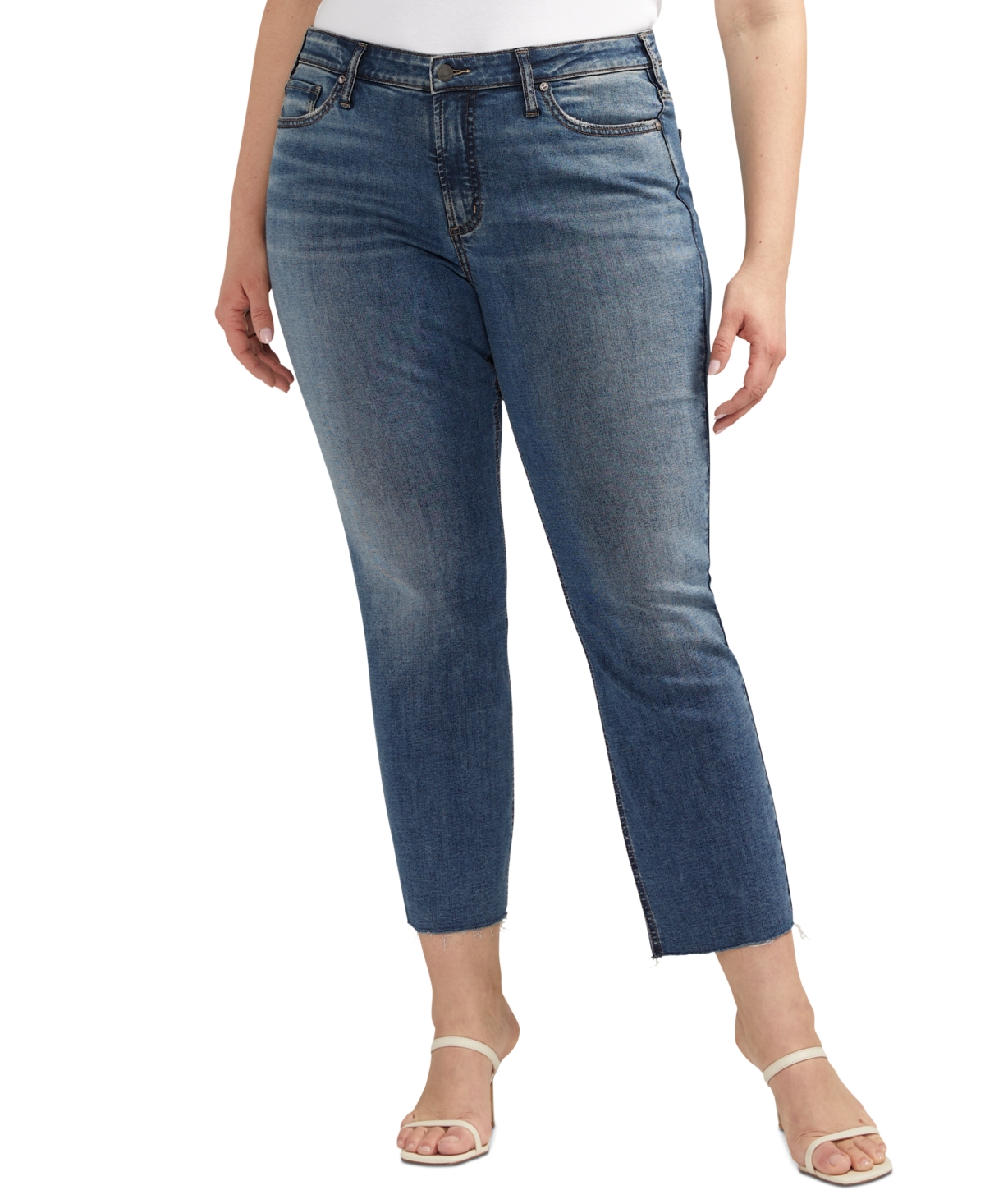Shop Silver Jeans Co. Plus Size Most Wanted Straight-leg Ankle Jeans In Indigo