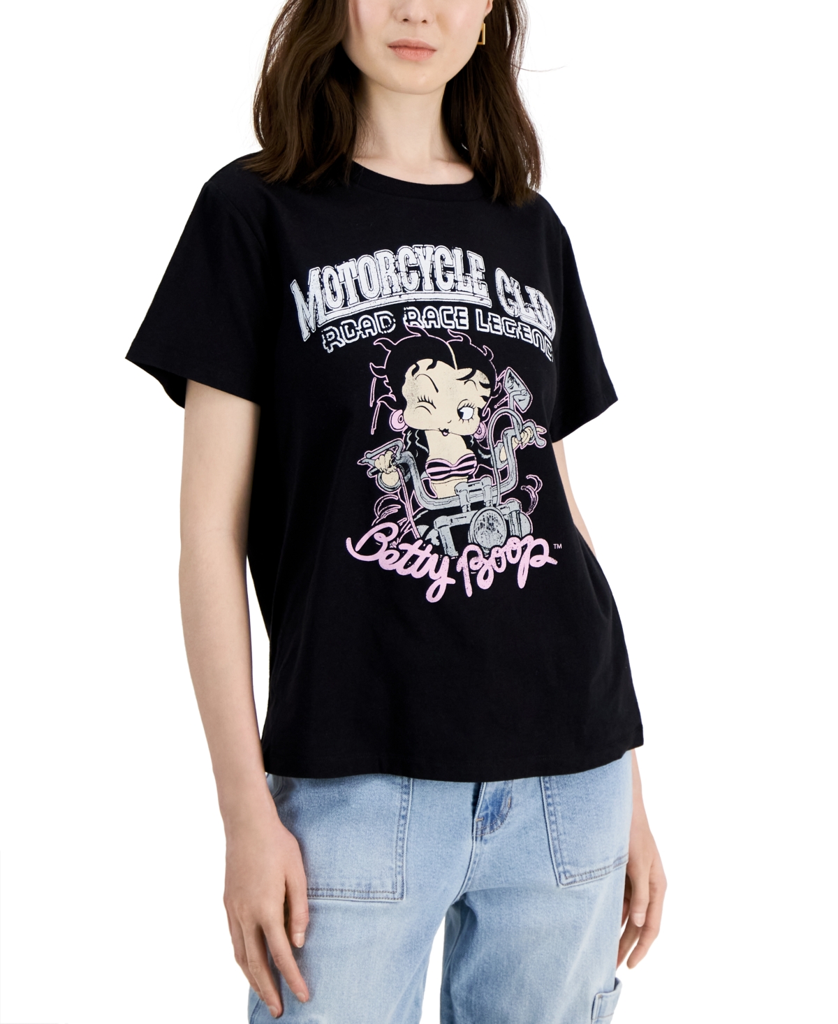 Grayson Threads, The Label Juniors' Betty Boop Graphic Crewneck Tee In Black