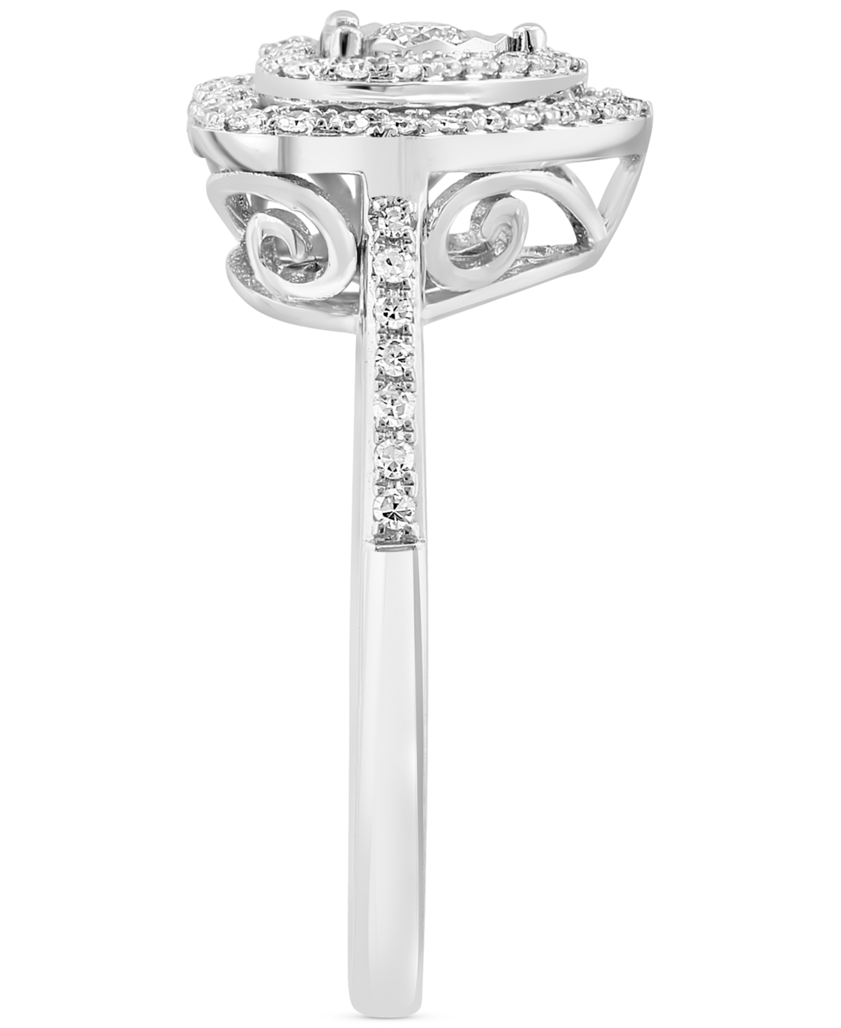 Effy Diamond Halo Heart Ring (1/3 ct. t.w.) in 14k White Gold - 14K White Gold