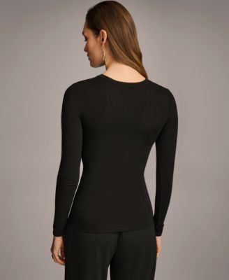 売れ筋商品|||ダナ キャラン ニューヨーク カットソー トップス レディース Sport Women's Crewneck Short-Sleeve Side-Ruched Top Black DKNY Sport Women's Crewneck Short-Sleeve Side-Ruched Top