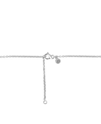 EFFY&reg; Diamond Round & Baguette Double Heart Pendant Necklace (1/4 ct. t.w.) in 14k White Gold, 17-1/2" + 1/2" extender