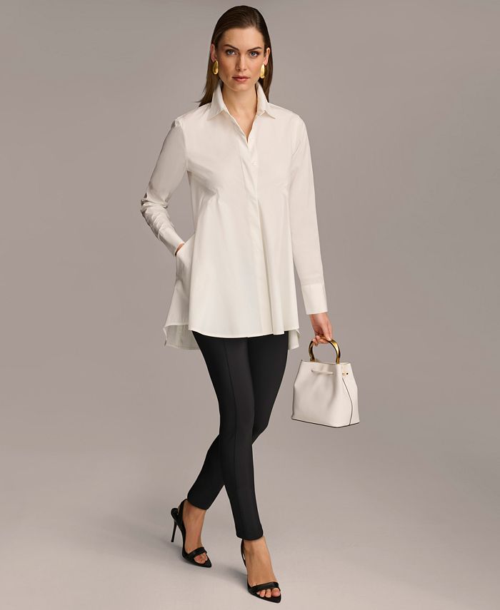 Donna Karan Button-Shirt Bodysuit - Macy's