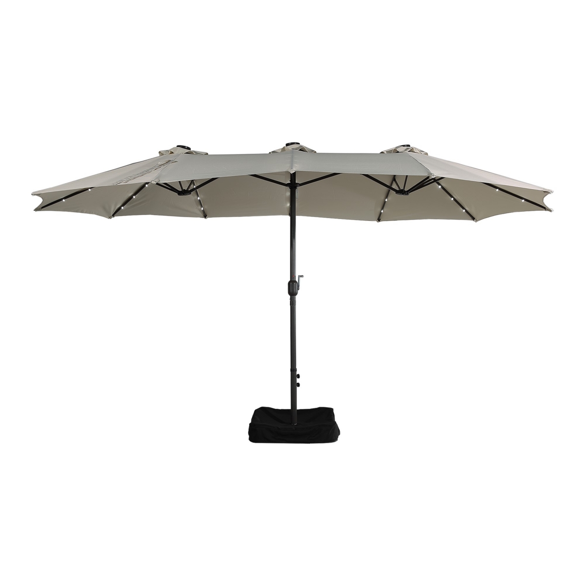 Mondawe ft Solar Led Double Sided Twin Outdoor Patio Market Umbrella with Base Weight Included, Coffee