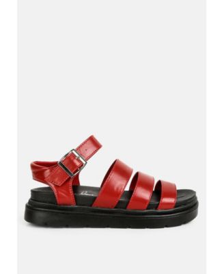 Womens Belcher Faux Leather Gladiator Sandals