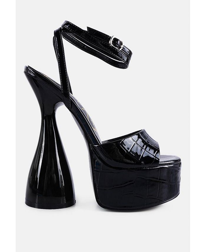 London Rag Women's Drop Dead Patent Croc Ultra High Platform Sandals