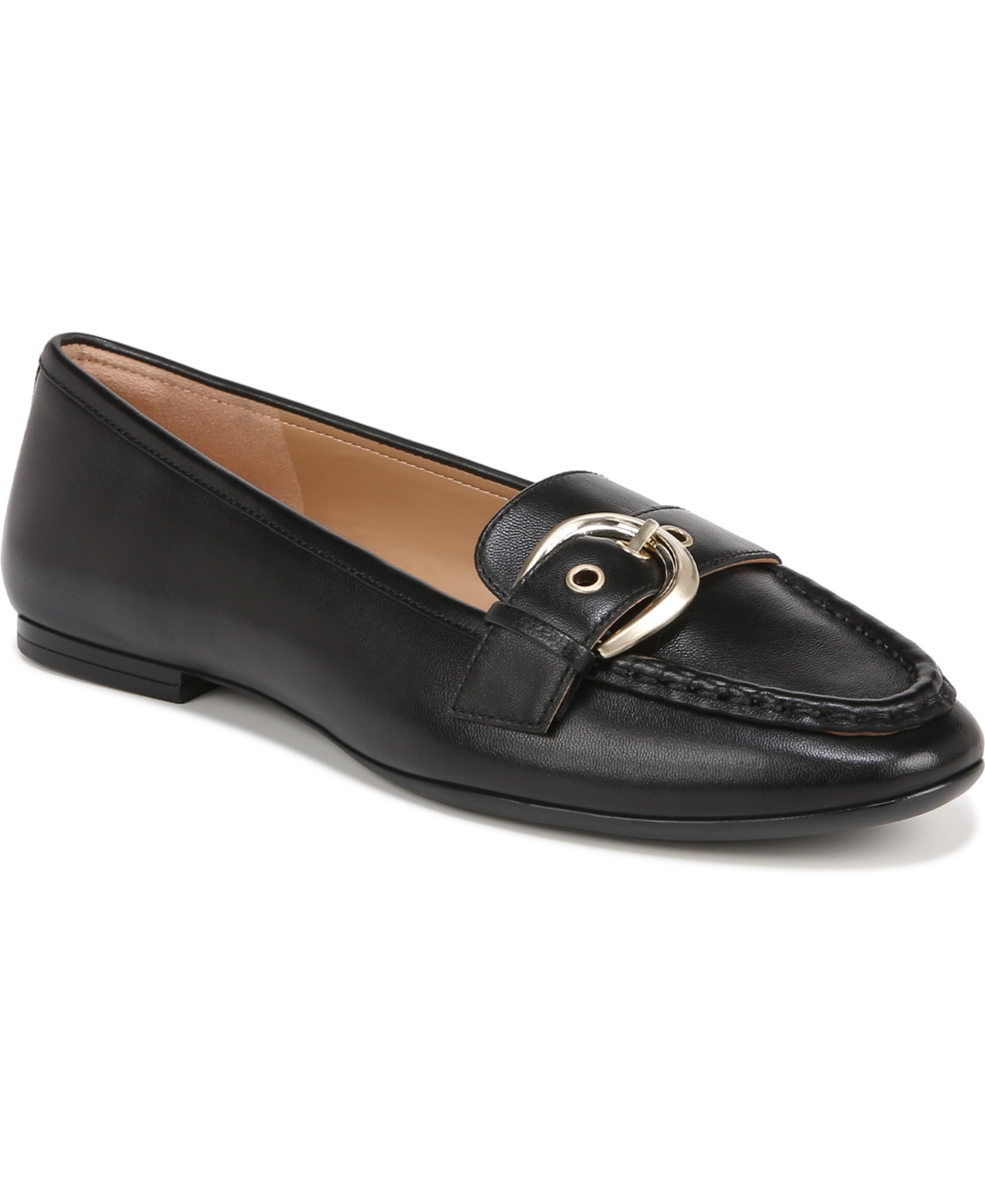 Naturalizer Lola 2 Slip-on Buckle Flats In Black Leather