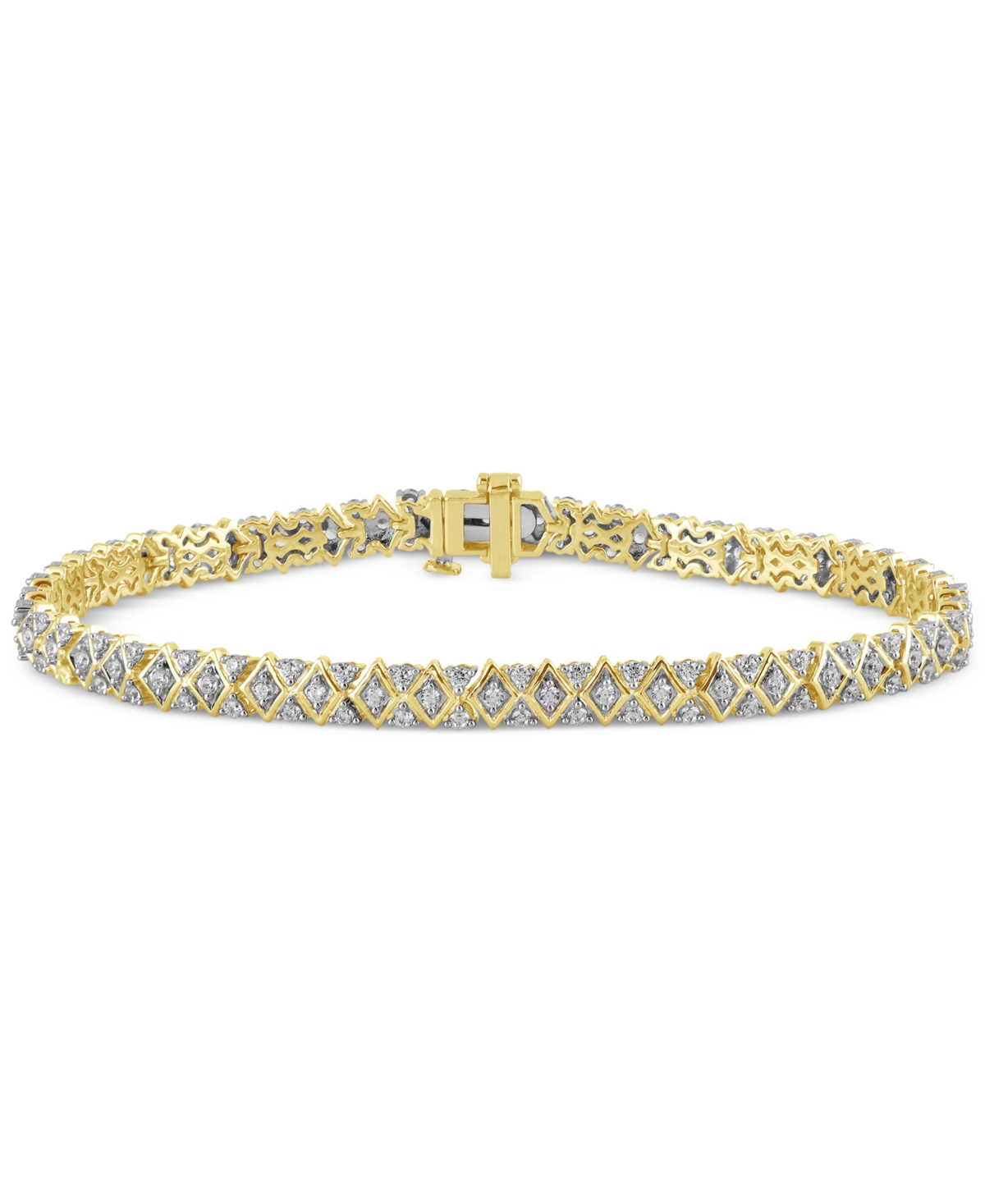 Shop Macy's Diamond Harlequin-inspired Pattern Tennis Bracelet (2 Ct. T.w.) In 10k Gold In Yellow Gold