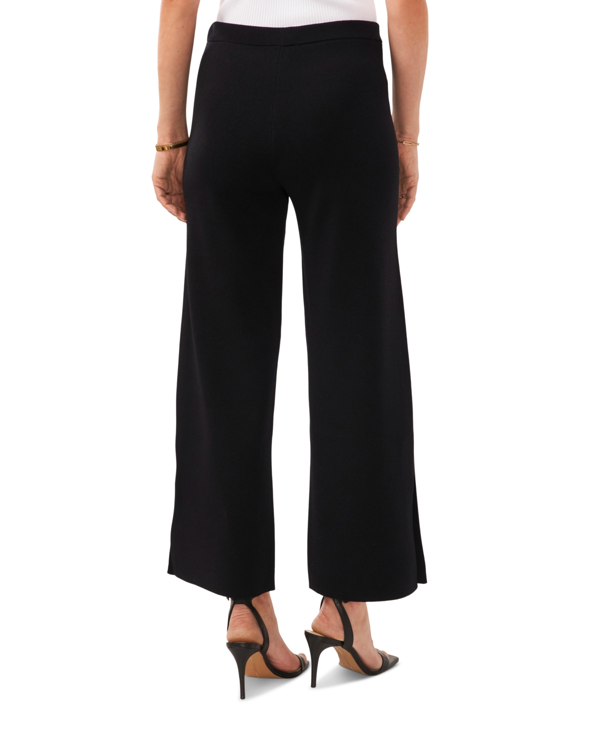 Shop Vince Camuto Women's Side Slit Pull-on Sweater Pants In Rich Black