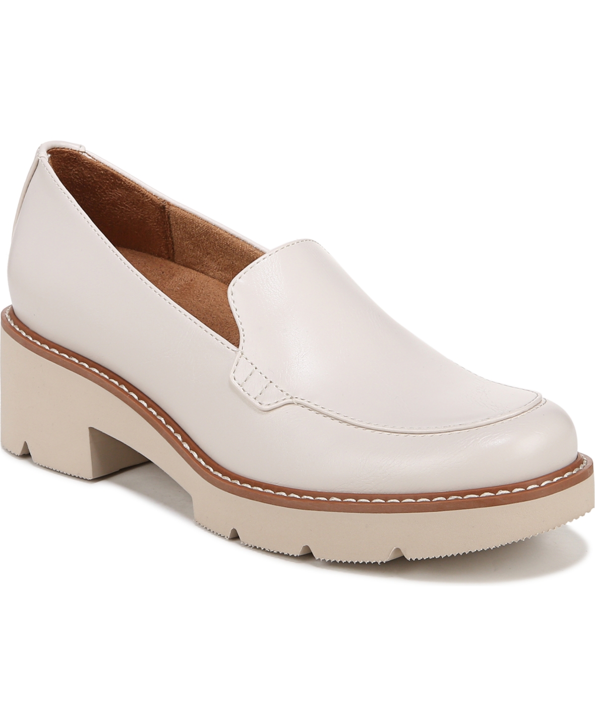 Shop Naturalizer Cabaret Lug Sole Loafers In Satin Pearl Faux Leather