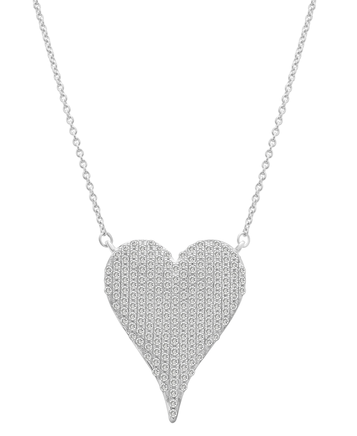 Macy's Diamond Pave Heart Pendant Necklace (1/2 Ct. T.w.) In 14k White Gold, 16" + 2" Extender