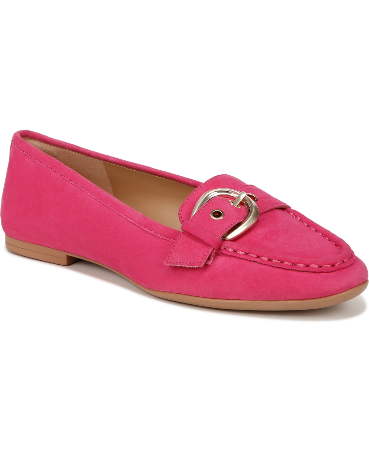 Naturalizer Lola 2 Slip-on Buckle Flats In Pink Flash Suede