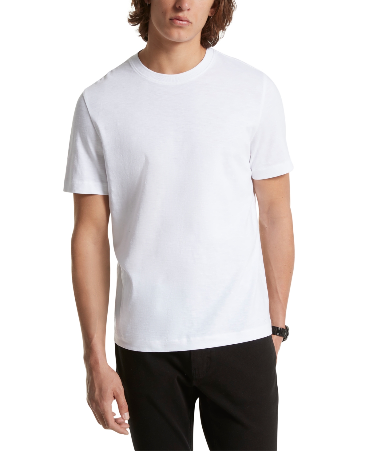 Shop Michael Kors Men's Refine Textured Crewneck T-shirt In White