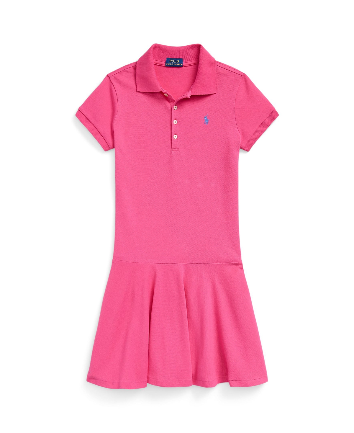 Polo Ralph Lauren Kids' Big Girls Stretch Mesh Polo Dress In Belmont Pink With New England Blue