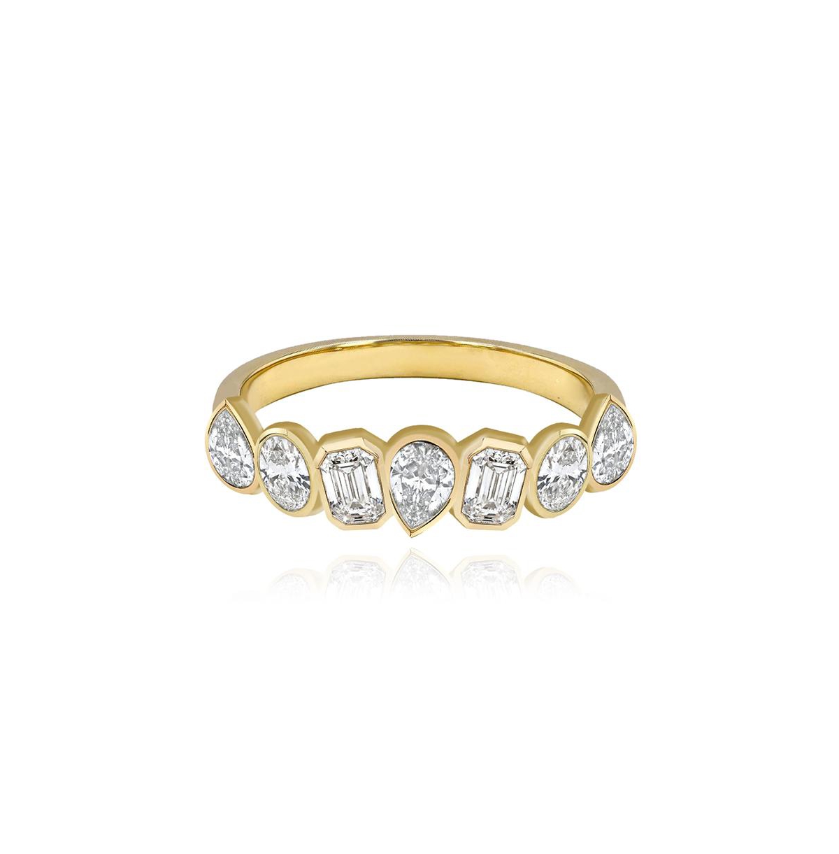 Aj by Alev Multi Shape Bezel White Topaz Ring - Gold