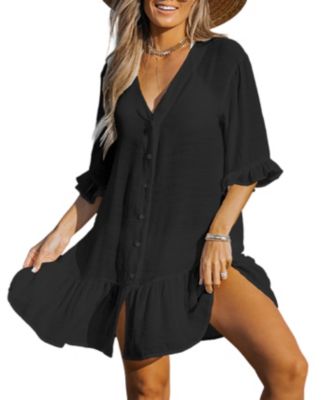 Women's Ruffled Swim Cover-Up Dress