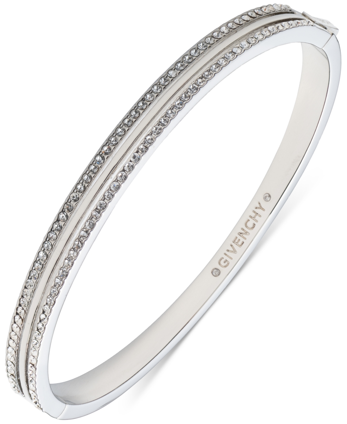 Shop Givenchy Pave Crystal Double-row Bangle Bracelet In White