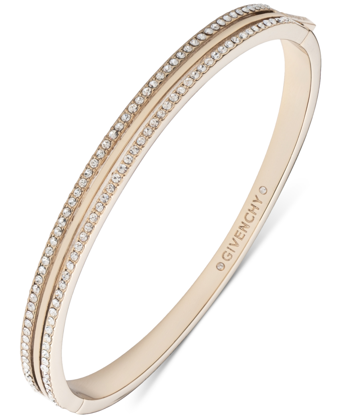 Shop Givenchy Pave Crystal Double-row Bangle Bracelet In Gold