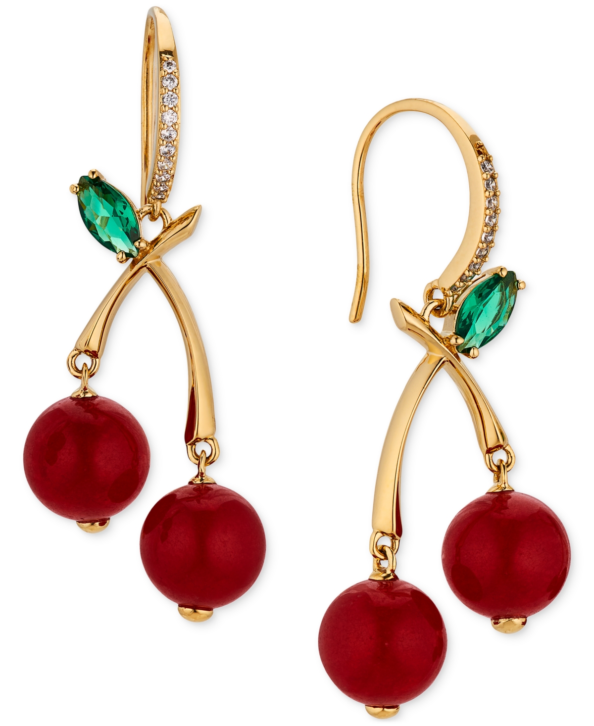 by Nadri 18k Gold-Plated Cubic Zirconia & Nano Stone Bead Cherry Drop Earrings - Gold