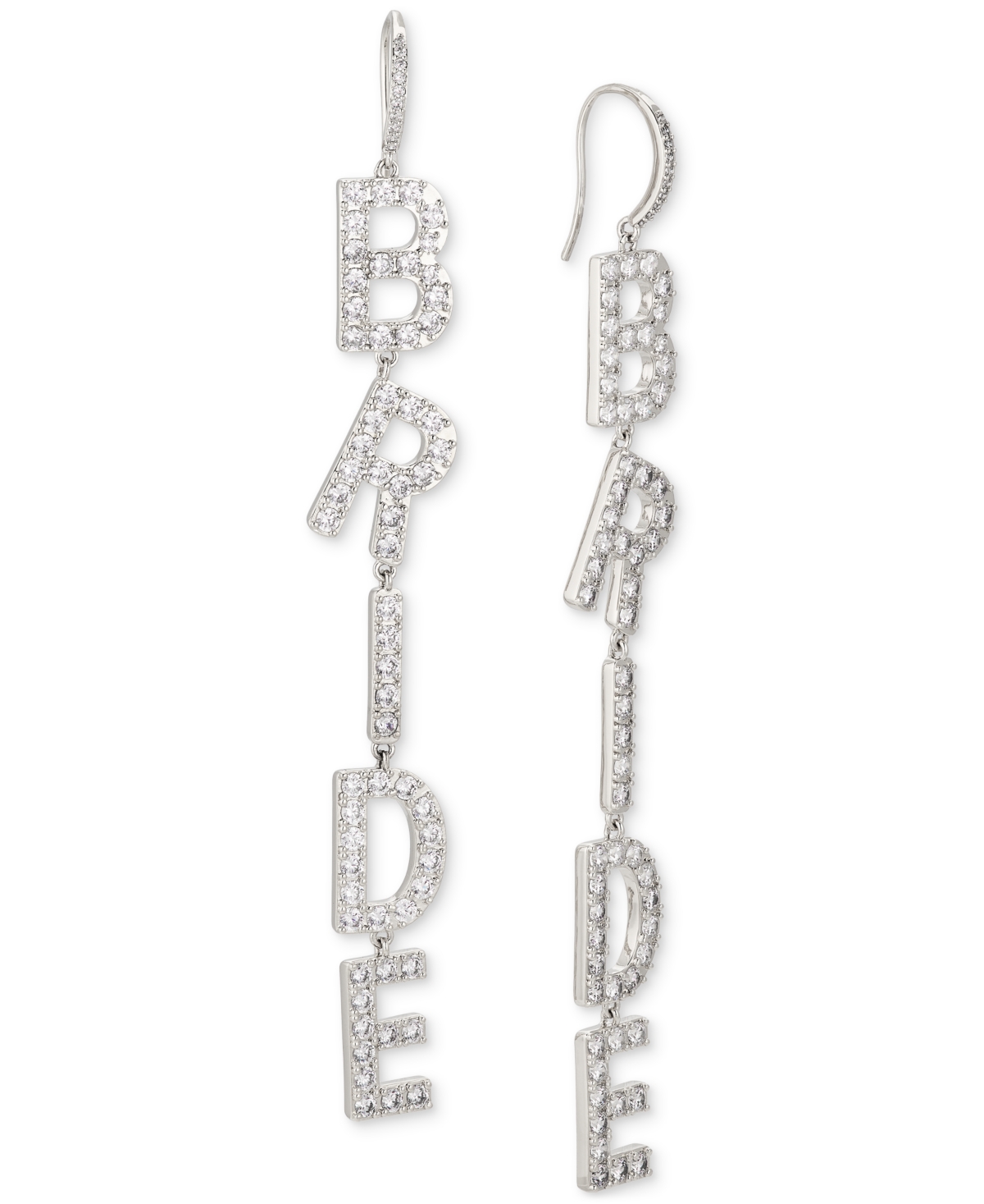 Ajoa By Nadri Pave Cubic Zirconia Bride Linear Drop Earrings In Silver