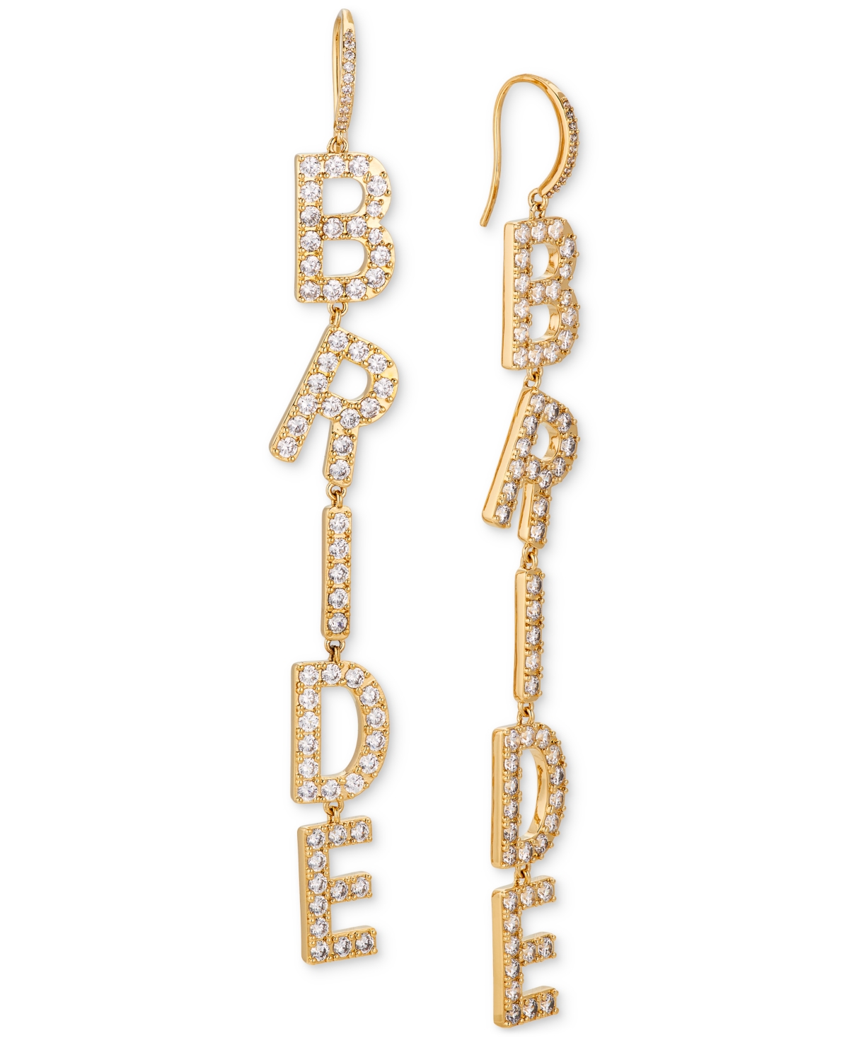 Ajoa By Nadri Pave Cubic Zirconia Bride Linear Drop Earrings In Gold