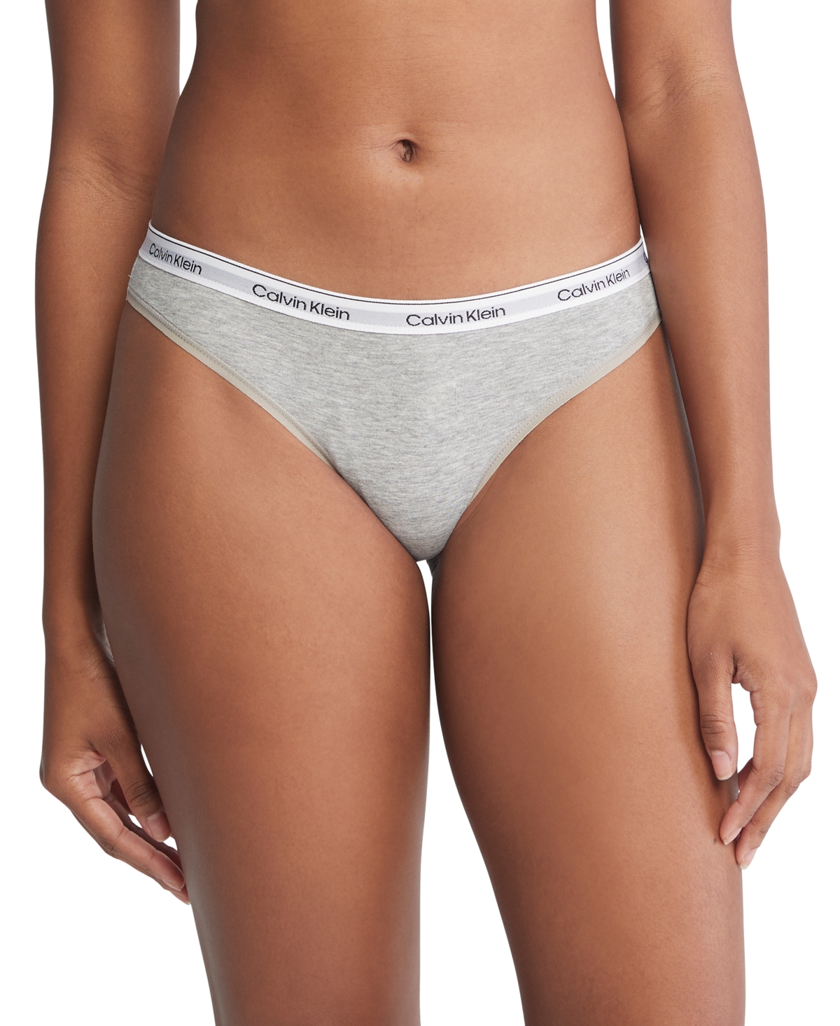 Shop Calvin Klein Women's Modern Logo Low-rise Bikini Underwear Qd5044 In Grey Heather