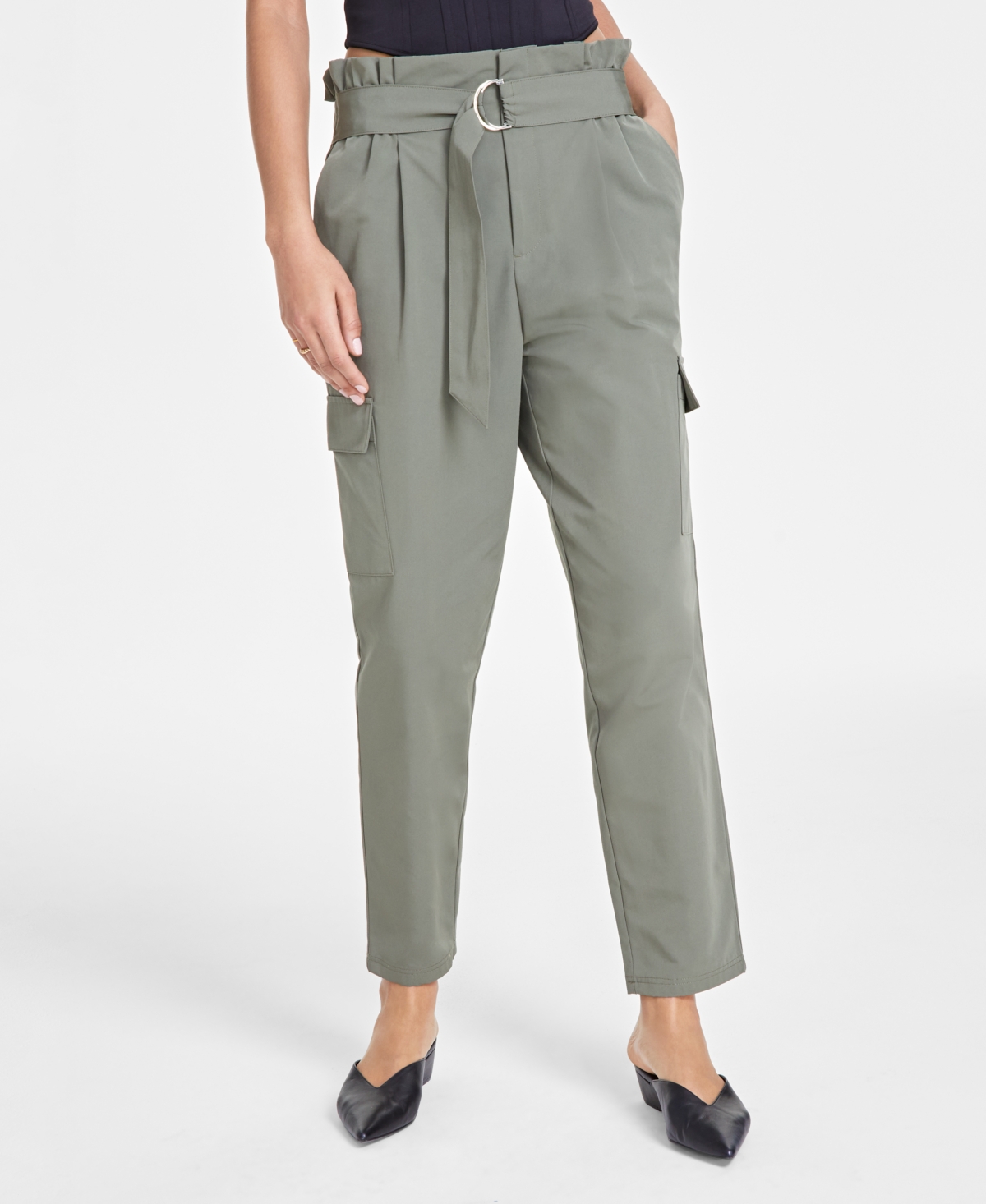 Bar Iii Women's Belted Cargo Pants, Created For Macy's In Dusty Olive