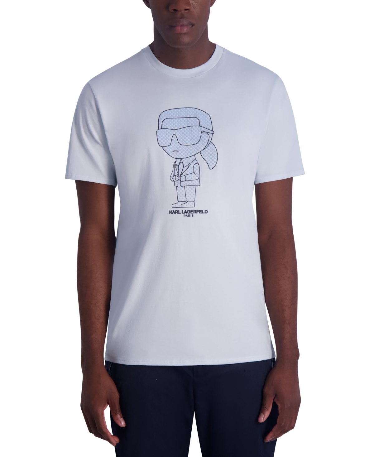 Shop Karl Lagerfeld Men's Slim Fit Short-sleeve Large Karl Character Graphic T-shirt In Light Blue Combo
