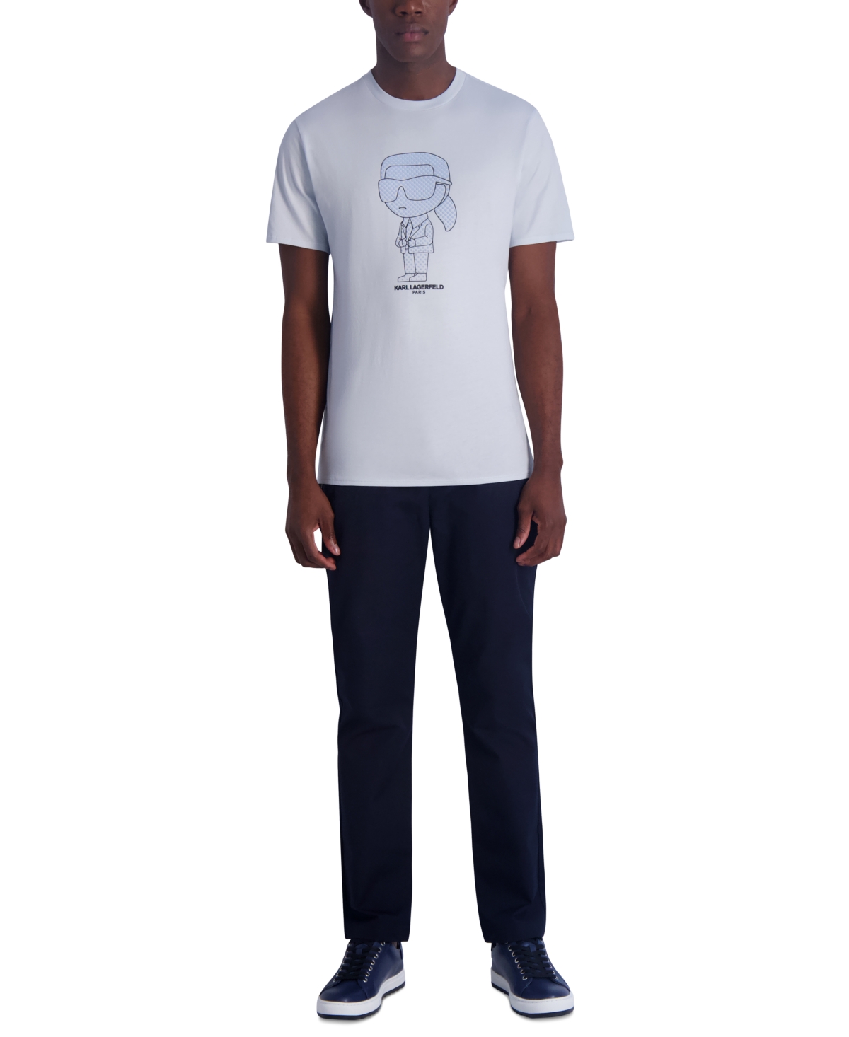 Shop Karl Lagerfeld Men's Slim Fit Short-sleeve Large Karl Character Graphic T-shirt In Light Blue Combo
