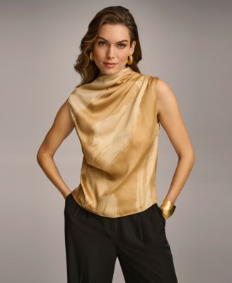 Donna Karan New York - Women's Printed Draped Sleeveless Top