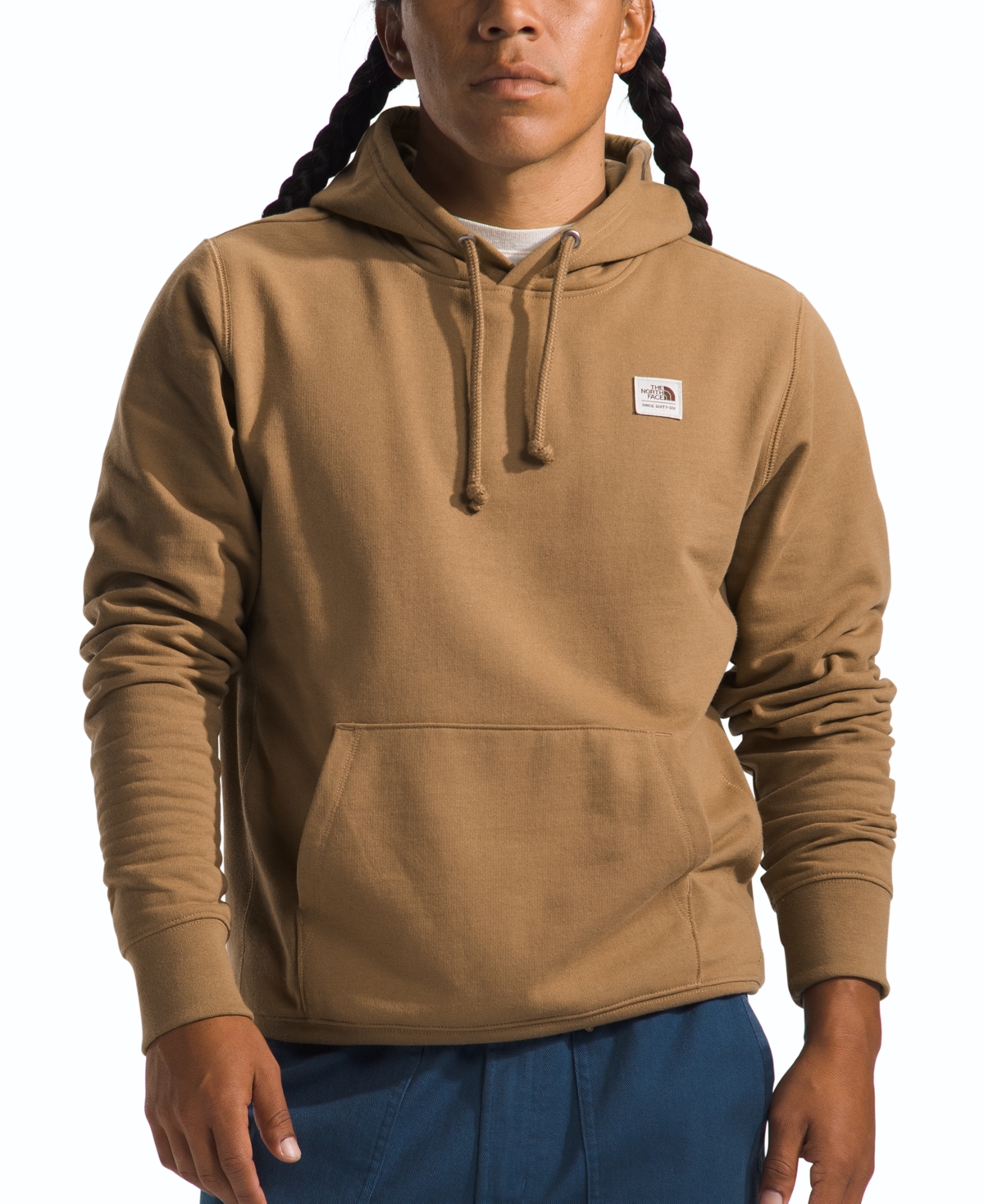 The North Face Men's Heritage-like Patch Pullover Hooded Sweatshirt In Utility Brown,tnf White